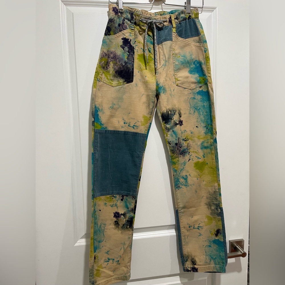 Anthro Pilcro splatter pant/ dyed pants